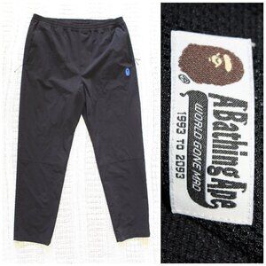 Bape A Bathing Ape Men Black Track Pants Size XL World Gone Mat 1993 to 2093